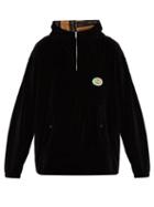 Matchesfashion.com Gucci - Logo Embroidered Velvet Hooded Sweatshirt - Mens - Black