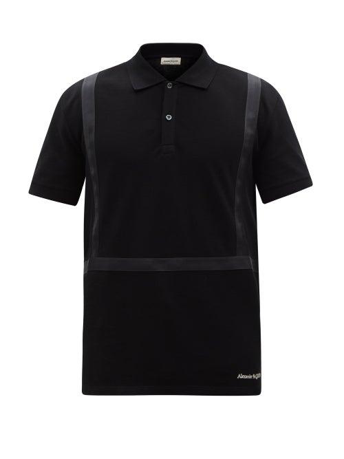 Alexander Mcqueen - Harness Organic-cotton Piqu Polo Shirt - Mens - Black