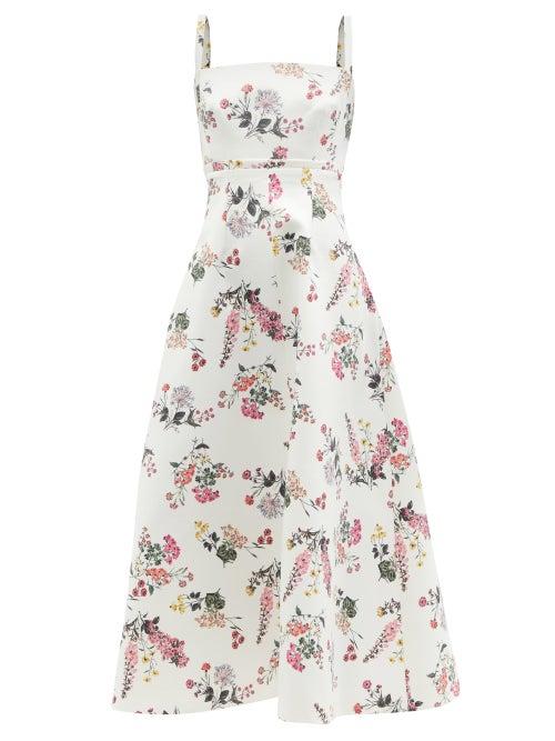 Ladies Rtw Emilia Wickstead - Felipe Floral-print Faille Midi Dress - Womens - Pink White