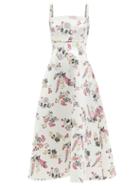Ladies Rtw Emilia Wickstead - Felipe Floral-print Faille Midi Dress - Womens - Pink White