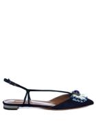 Aquazzura Samba Raffia-embellished Suede Flats