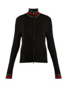Matchesfashion.com Wales Bonner - High Neck Contrast Striped Knit Cardigan - Womens - Black Multi