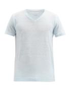 Matchesfashion.com 120% Lino - V-neck Linen-slub Jersey T-shirt - Mens - Light Blue
