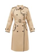 Saint Laurent - Leather-piping Gabardine Trench Coat - Womens - Beige