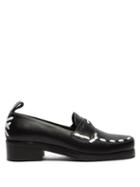 Matchesfashion.com Stefan Cooke - Stitched Leather Penny Loafers - Mens - Black White