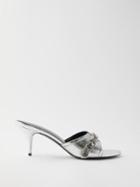 Balenciaga - Cagole 70 Studded Leather Mules - Womens - Silver
