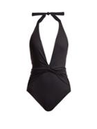 Matchesfashion.com Melissa Odabash - Tahiti Knotted Halterneck Swimsuit - Womens - Black
