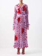 Ashish - Valentine Sequinned Organza Wrap Dress - Womens - Pink Red