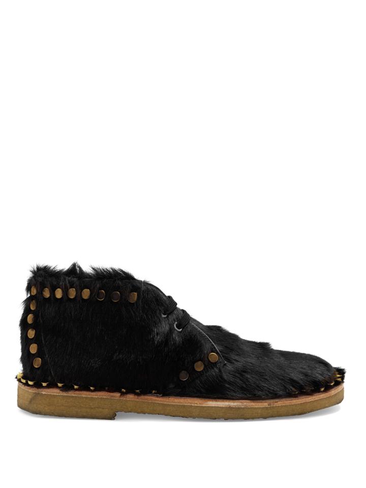 Prada Stud-embellished Calf-hair Ankle Boots