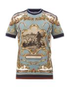 Matchesfashion.com Dolce & Gabbana - Shepherd-print Cotton-jersey T-shirt - Mens - Blue Multi
