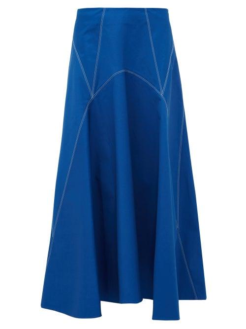 Matchesfashion.com Colville - Panelled Cotton Twill Skirt - Womens - Blue