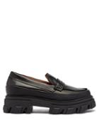 Ganni - Chunky-sole Leather Loafers - Womens - Black