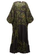 Matchesfashion.com Preen By Thornton Bregazzi - Harper Leaf Print Satin Maxi Dress - Womens - Black Multi
