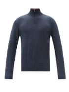 Matchesfashion.com Paul Smith - Striped-collar Merino-wool Sweater - Mens - Dark Navy