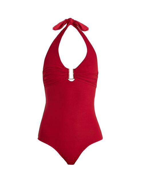 Matchesfashion.com Melissa Odabash - Tampa Halterneck Swimsuit - Womens - Light Burgundy