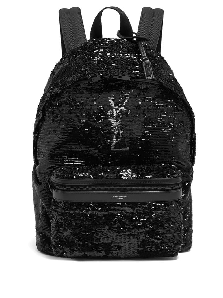 Saint Laurent Leather-trimmed Sequin-embellished Backpack