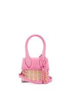 Matchesfashion.com Jacquemus - Le Chiquito Leather And Wicker Cross-body Bag - Womens - Pink Multi