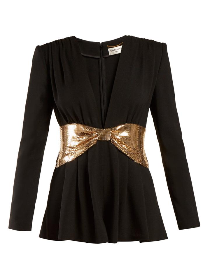 Saint Laurent V-neck Knot-embellished Playsuit