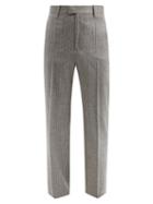 Matchesfashion.com Bottega Veneta - Wool-blend Herringbone Straight-leg Trousers - Mens - Grey
