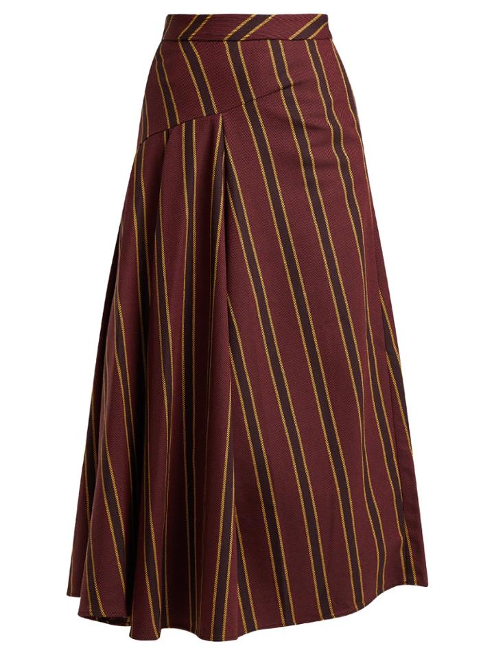 Palmer/harding Striped Cotton-blend Twill Midi Skirt