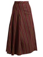 Palmer/harding Striped Cotton-blend Twill Midi Skirt