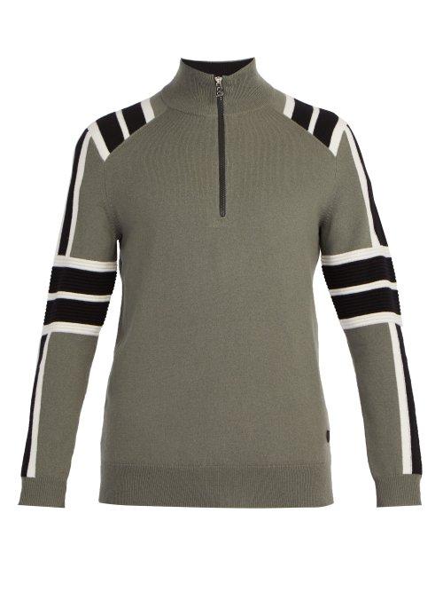 Matchesfashion.com Bogner - Beppo Half Zip Knit Sweater - Mens - Khaki Multi