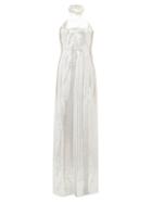 Matchesfashion.com Galvan - Galaxy Sequinned Halterneck Dress - Womens - Silver