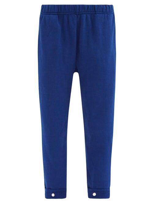 Matchesfashion.com Les Tien - Snap-front Brushed-back Cotton-jersey Track Pants - Womens - Blue