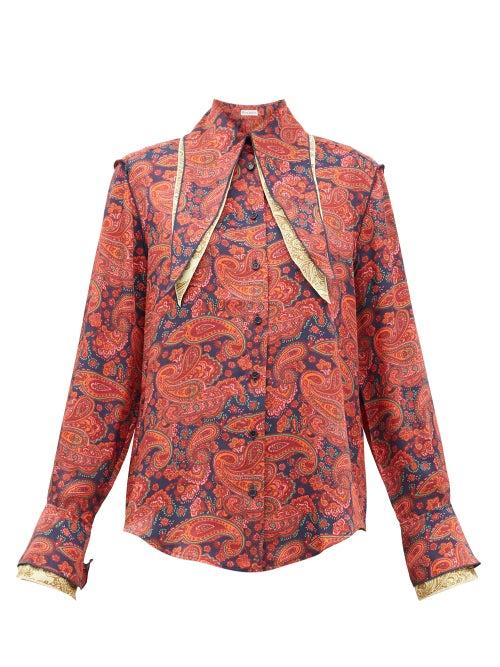 Matchesfashion.com Jw Anderson - Layered-collar Paisley-print Shirt - Womens - Red Print