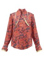 Matchesfashion.com Jw Anderson - Layered-collar Paisley-print Shirt - Womens - Red Print