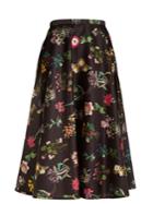 No. 21 Botanical-print Duchess-satin A-line Skirt