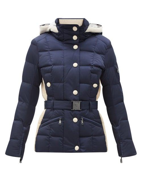 Matchesfashion.com Bogner - Gisa Quilted-down Shell Hooded Ski Jacket - Womens - Navy White