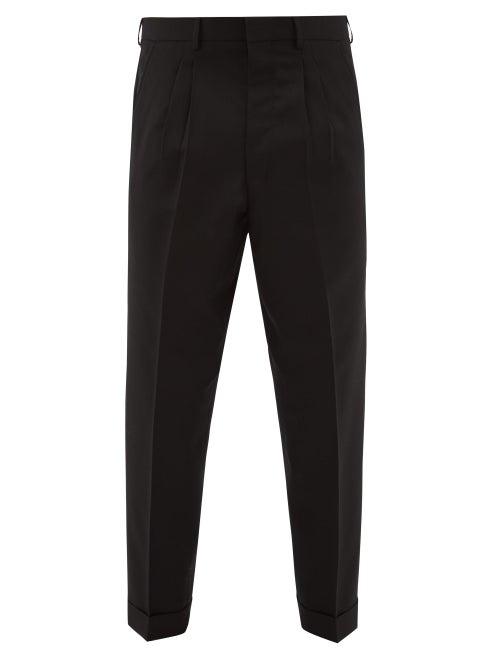 Matchesfashion.com Ami - Tapered Leg Wool Twill Trousers - Mens - Black