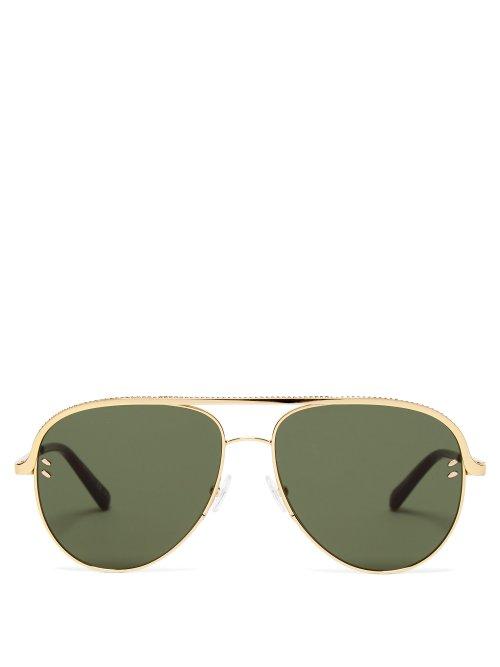 Matchesfashion.com Stella Mccartney - Chain Aviator Sunglasses - Womens - Gold