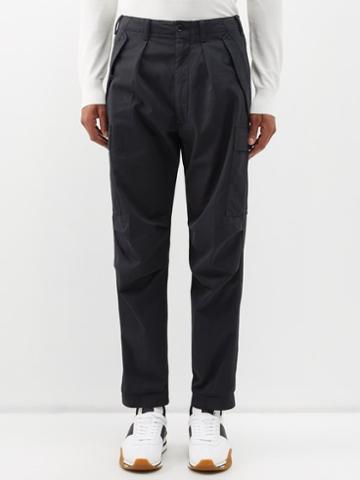 Tom Ford - Pleated Cotton-twill Cargo Trousers - Mens - Black