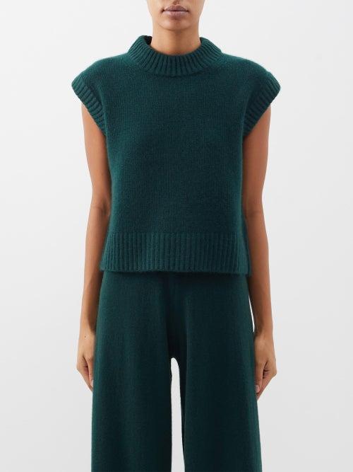 Lisa Yang - Jonny Cap-sleeved Cashmere Sweater - Womens - Forest Moss