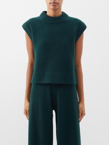 Lisa Yang - Jonny Cap-sleeved Cashmere Sweater - Womens - Forest Moss