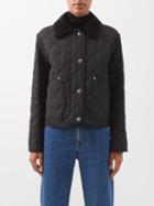 Burberry - Lanford Corduroy-collar Quilted Jacket - Womens - Black