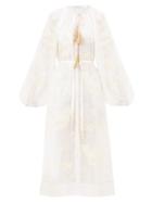 Matchesfashion.com Vita Kin - Parrot Appliqud-linen Dress - Womens - White