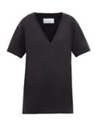 Raey - Recycled-yarn Deep V-neck T-shirt - Womens - Black