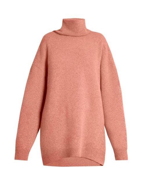 Matchesfashion.com Raey - Displaced Sleeve Roll Neck Wool Sweater - Womens - Pink