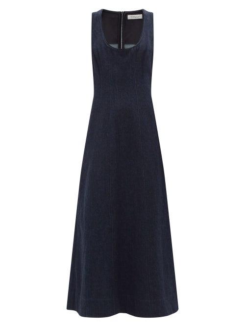 Gabriela Hearst - Diaz Scoop-neck Denim Midi Dress - Womens - Denim