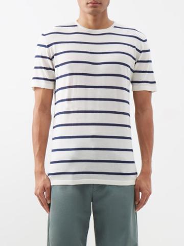 Ghiaia Cashmere - Marianio Striped Cashmere T-shirt - Mens - Navy Multi