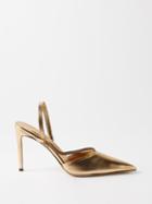 Serena Uziyel - Sienna 90 Metallic-leather Slingback Pumps - Womens - Gold