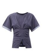 Matchesfashion.com Isabel Marant - Soyona Gathered Slit-hem Cotton-jersey T-shirt - Womens - Black