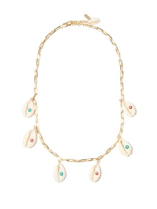 Mens Jewellery Liou - Makeo Cowrie-shell & Gold-plated Necklace - Mens - Gold Multi