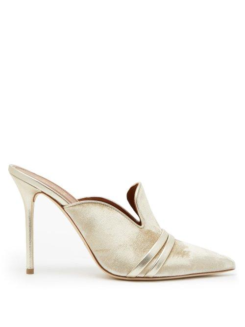 Matchesfashion.com Malone Souliers By Roy Luwolt - Hayley Velvet And Leather Mules - Womens - Gold Multi