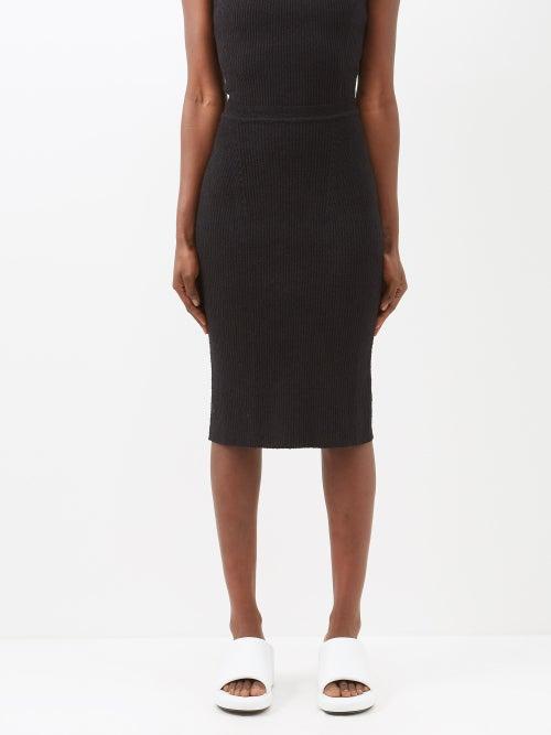 Wardrobe.nyc Wardrobe. Nyc - Ribbed-knit Cotton-blend Tube Midi Skirt - Womens - Black