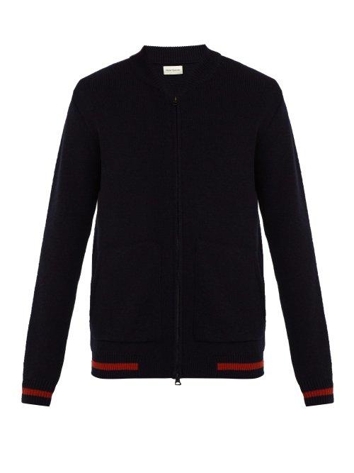Matchesfashion.com Oliver Spencer - Manor Zip Through Wool Cardigan - Mens - Navy