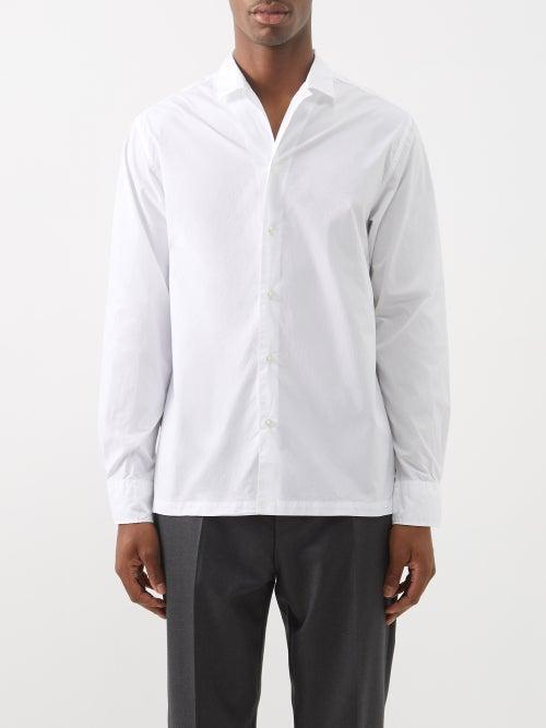 Officine Gnrale - Eren Cuban-collar Cotton-poplin Shirt - Mens - White